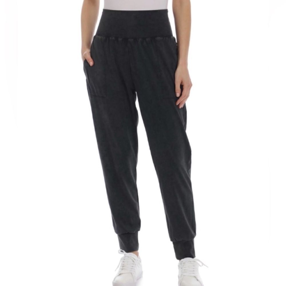 Bagatelle Collection Nylon High Rise Jogger Pants In Graphite Size XL